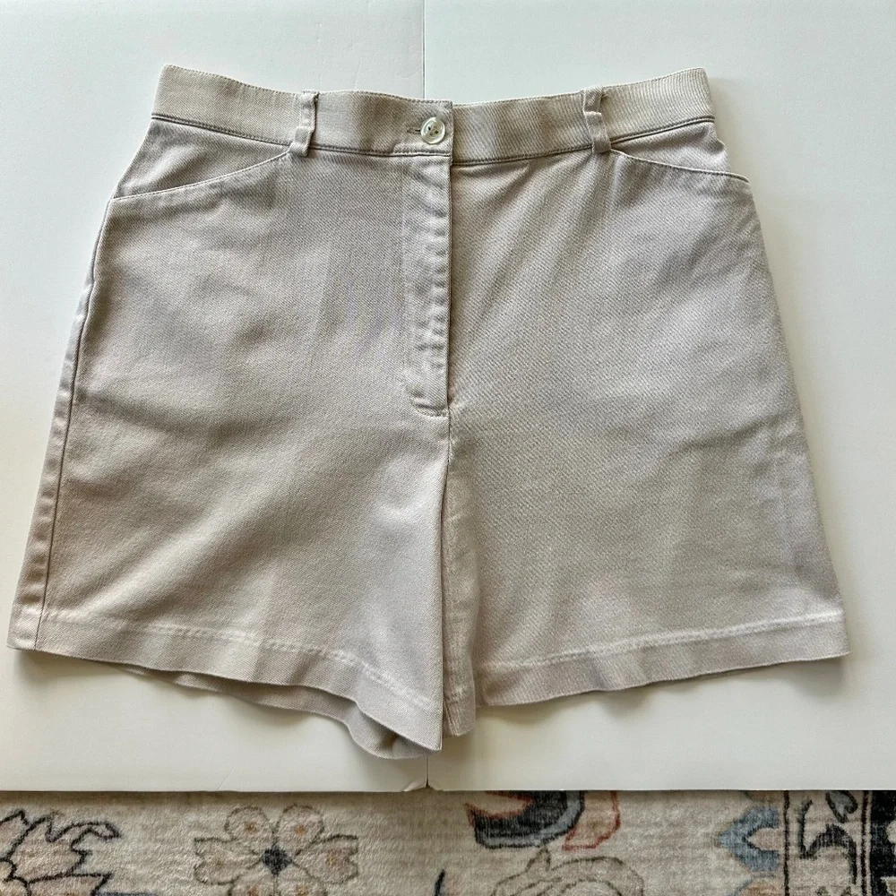 Vintage Tribella Petite Khaki Cotton Shorts